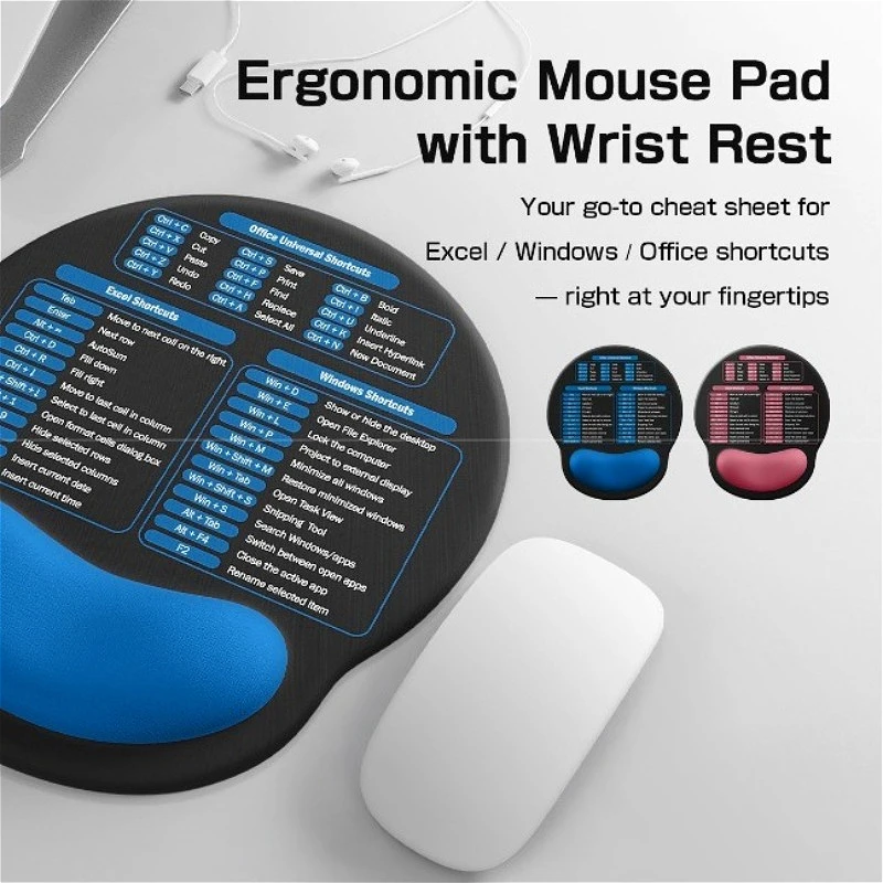 لوحة ماوس مع مسند للمعصم، مريح من إسفنج الذاكرة، يدعم اختصارات Excel الإنجليزية، قاعدة PU غير قابلة للانزلاق للكمبيوتر المكتبي والكمبيوتر المحمول #2