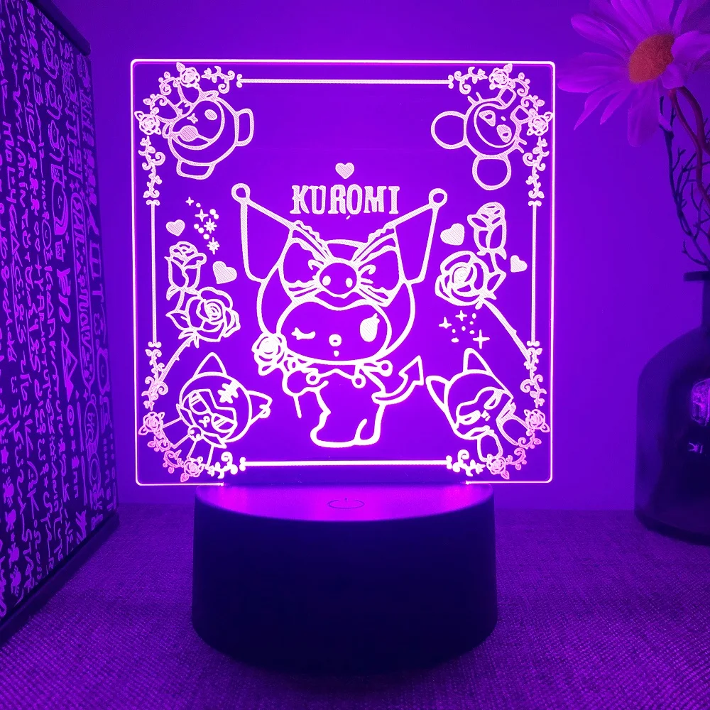 3D Acrylic LED Night Light Dream Magic Melody kuromi 16 Colors Remote Control Girl Room Decoration Birthday Christmas Gift