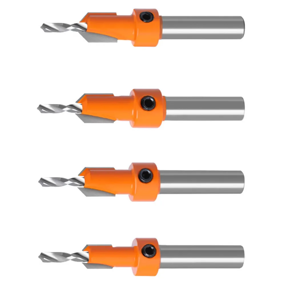 

4Pcs Round Handle Drill Bit Set High Toughness Wear Resistant for Wood Aluminum Alloy Countersink Engraving Trimming Cutting