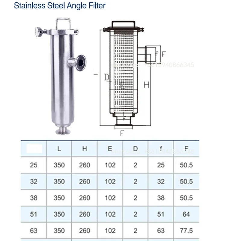 SS304/316L Stainless Steel Tri Clamp Pipeline Filter, Angle Filter L Type Strainer For Homebrew Beer Brewing Distillation