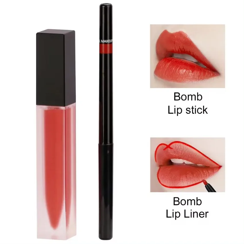 Lipgloss e Lip Line Set, Glitter Shimmer, Longa Duração, Non-stick Cup, Private Label, 3Bulk Maquiagem, 11 cores Black Box