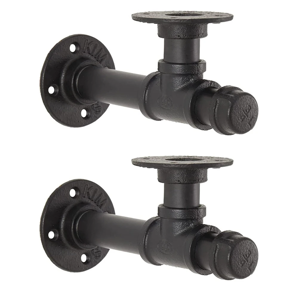 

2 Pcs Industrial Pipe Shelf Bracket Iron Wall Mount Floating Rack Storage Display Home Decor Modern Hardware Accessories