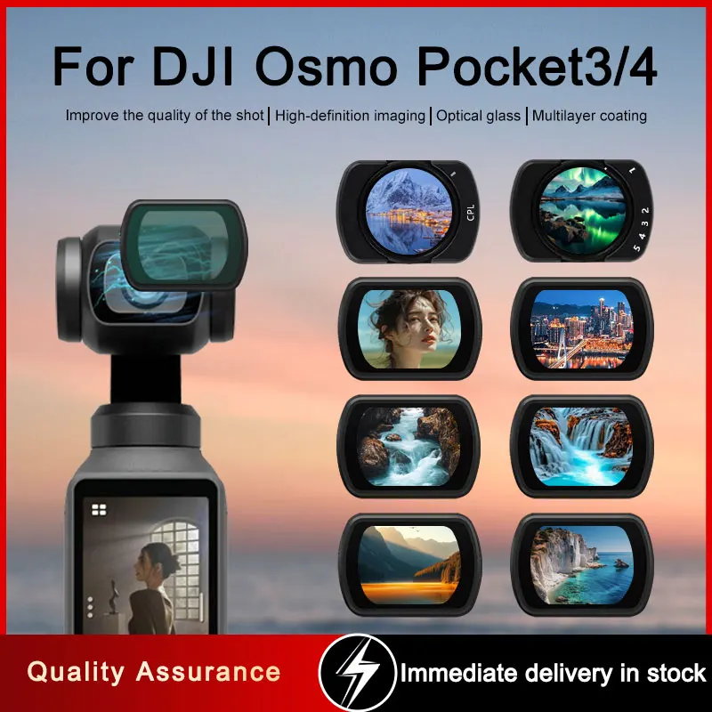 

Lens Filter Set for DJI Pocket 4 Pocket 3 CPL ND16 ND32 ND64 ND256 Black Diffusion Lens Filter Action Camera Accessories
