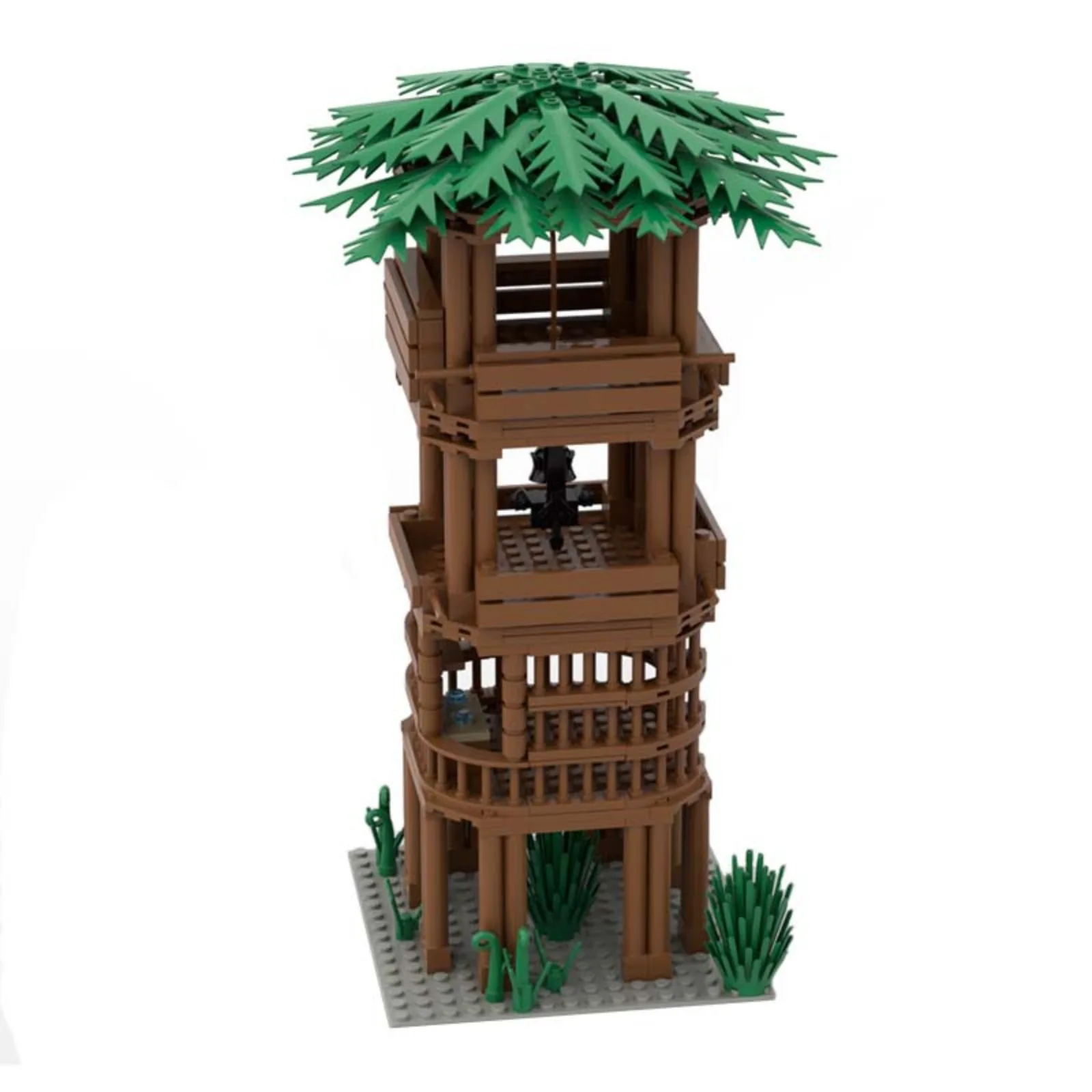Kompatible Mini-Bausteine, antikes Holzturm-Modell, pädagogisches Spielzeug für Kinder