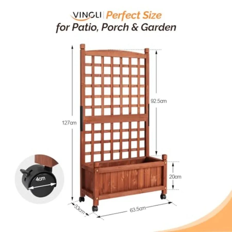 2PC Wooden Planter with Trellis, 50