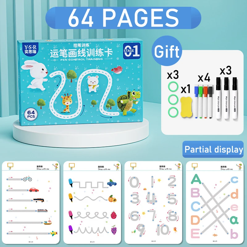 Magical Tracing Workbook Reusable Magic Practice Copybook Control Training Book Children Montessori Drawing Education Stationery