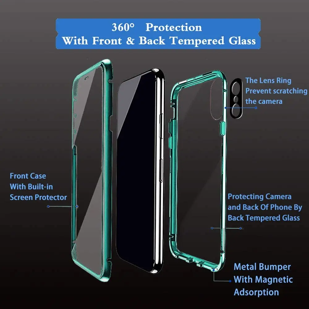 360 Double Sided Magnetic Glass Case For Xiaomi Mi 12 12S 13 Pro Lite Cover Redmi Note 11 12 13 Pro Plus Camera Lens Protector