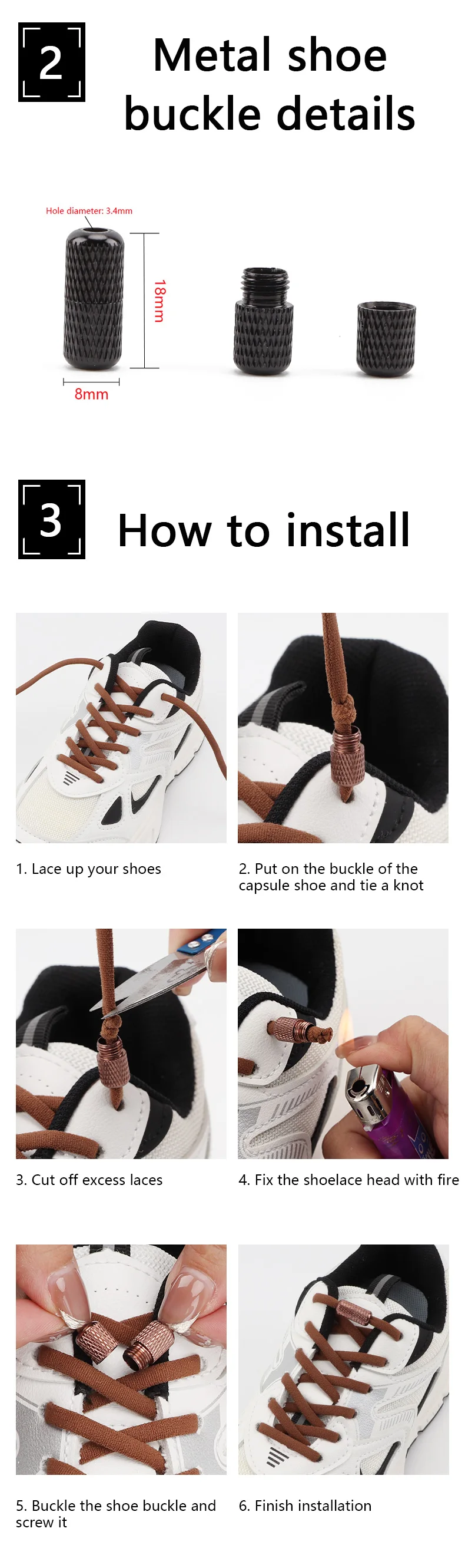 Blume Aluminium Kapseln Schloss Schnürsenkel Sneakers Schnalle Metall Keine Krawatte Schnürsenkel Bunte Schloss Schnalle Kits Schnürsenkel Zubehör – Detail 3