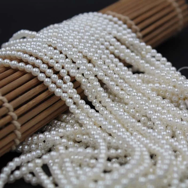 2 Strands 4-20mm straight hole Natural White Sea Shell Pearl Round  loose beads directly supplied by the manufacturer