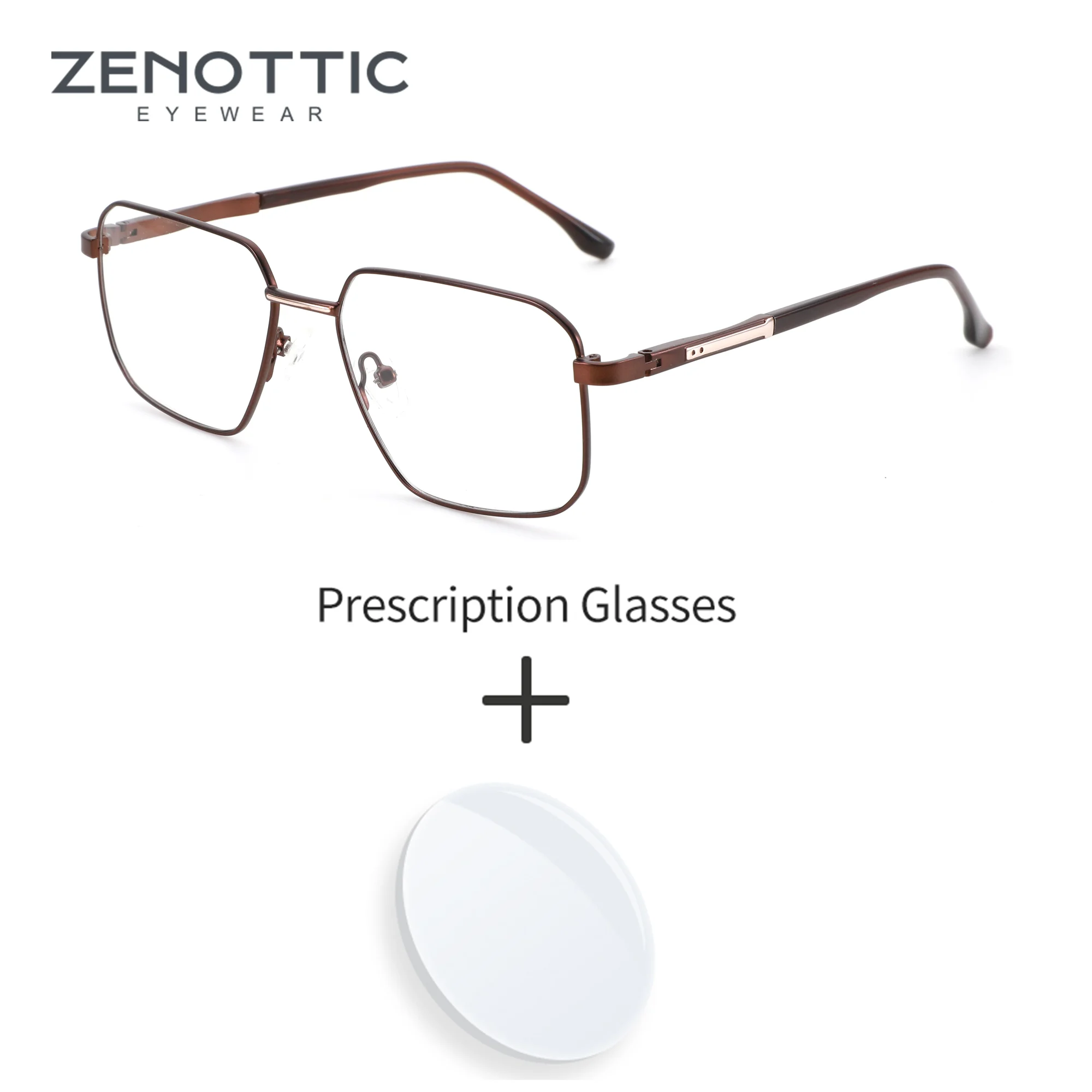 

ZENOTTIC (S Size) High-quality Metal&Acetate Prescription Glasses For Men Polygon Anti Blue Light Photochromic Optical Eyewear