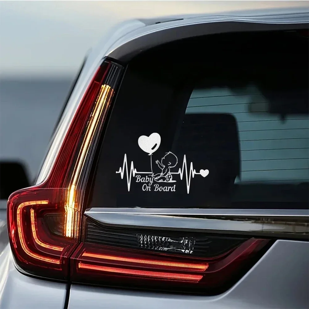 Heartbeat Balloon Baby on Board Car Sticker 3D Cartoon Baby In Car Auto Window Reflective Decor Decoration Exterior Accessories - view 3