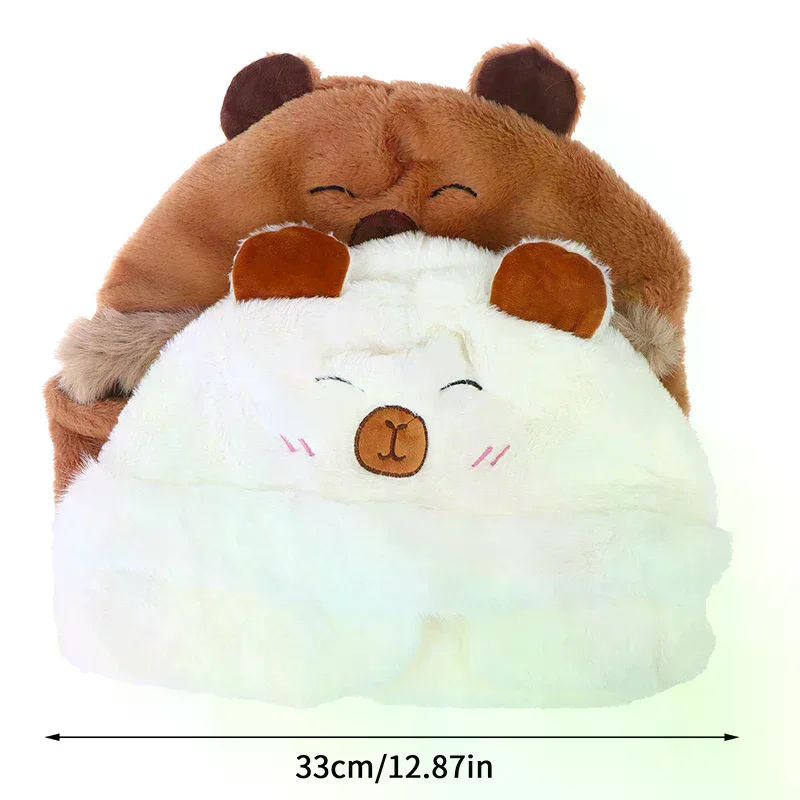 العصرية لطيف الكرتون كابيبارا قبعة وشاح الشتاء الدافئة وشاح قبعة للنساء الفتيات Kawaii الأذن حماية لينة فروي وشاح قبعة الهدايا