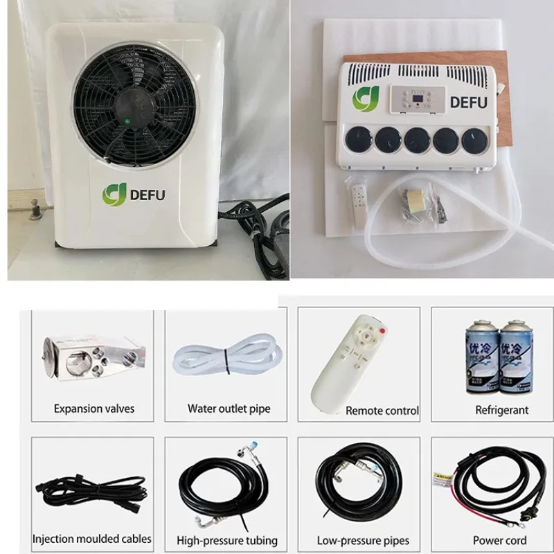 فان جرار كهربائي تكييف هواء آخر صغير 24 فولت 12 فولت وقوف السيارات 12 فولت شاحنة مكيف الهواء #5