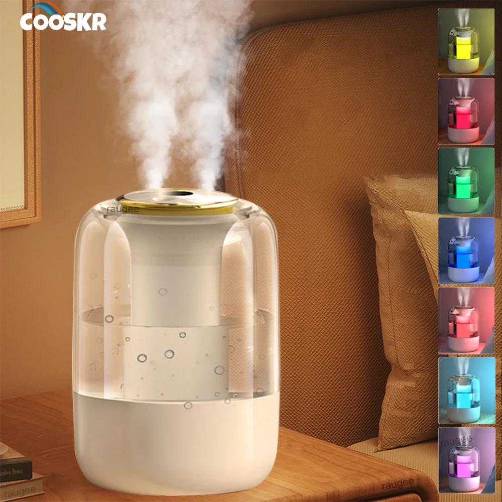 

2.2L Air Humidifier Professional Double Spray Nozzle Humidifier for Home Office Mute Desktop Air Humidifier with Colored Lights