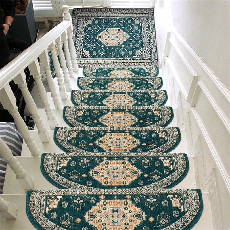 Customized European style stair tread pad, high-end self-adhesive, non slip protective pad, solid wood stair carpet for home use