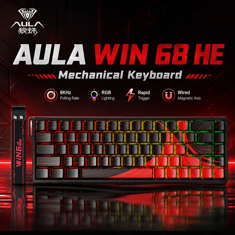 AULA WIN 68 HE Wired Magnetic Axis Keyboard 8K Polling Rate Rapid Trigger Full Key Hot Swappable RGB Gaming Mechanical Keyboard