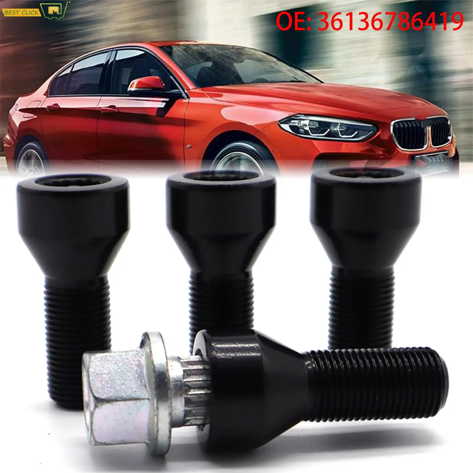 4+1 For BMW 1/3/5/6series 325 328i 525i 528i Z3 Z4 M3 M5 M6 Car Locking Wheel Bolts Nuts Set 36136786419 M12X1.5 Car Accessories