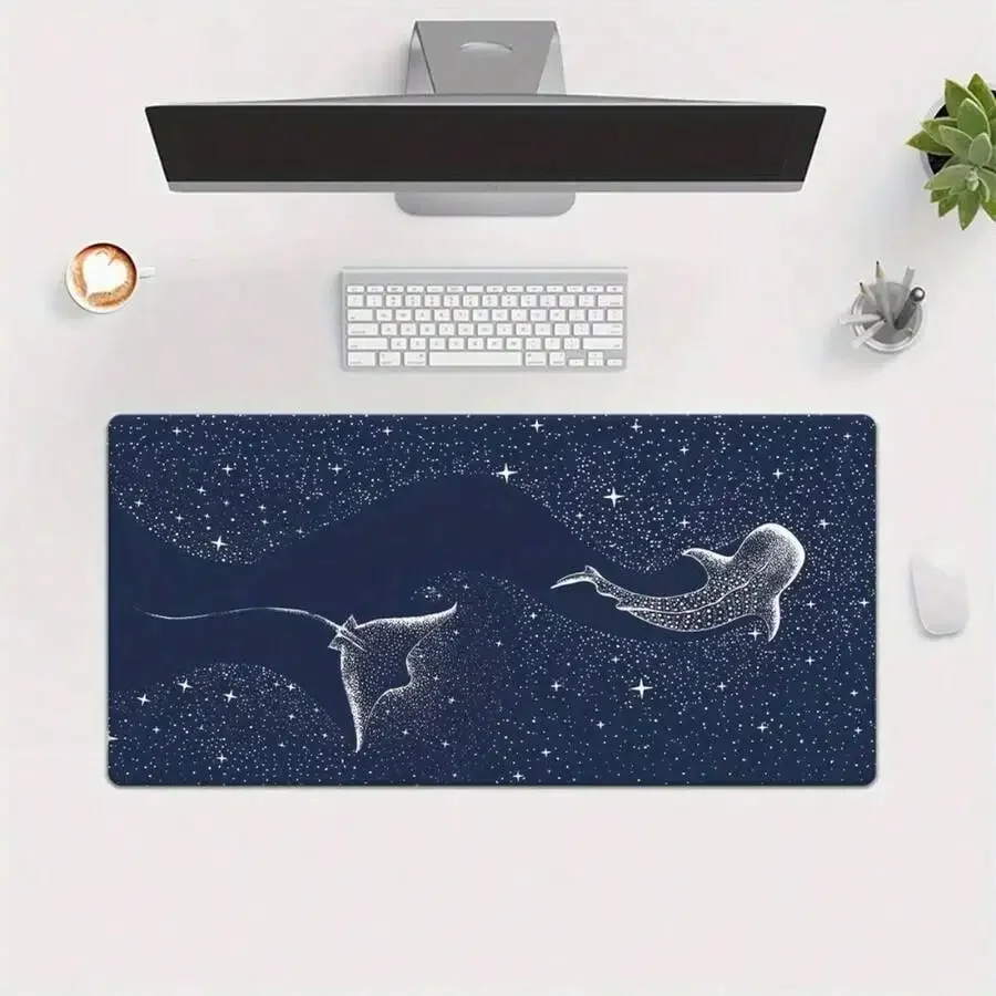 

1pc Whale Shark Printed Desk Mat - XXL Gaming Mouse Pad, Multipurpose Keyboard Pad, Durable Rubber Base, Starry Sky Design, Suitable For Office And Home, Perfect Gift For Family And Friends, Mouse Pad