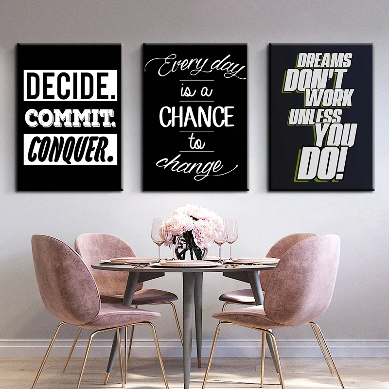 

Canvas Wall Art The Office Motivational Poster Paintings Never Give Up Inspiring Words Wallpaper Mindset is Everything Prints