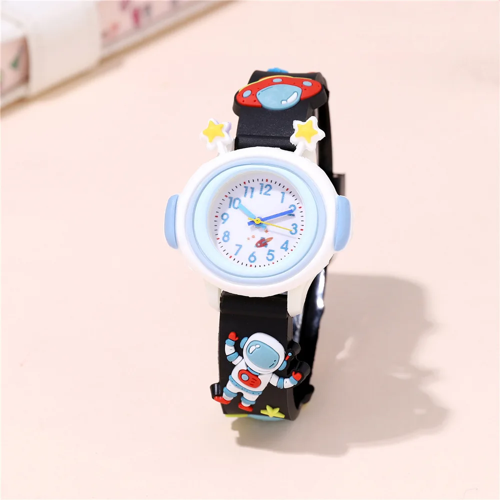 Astronaut Pattern Series Children's Watch Color Plastic Tape Boy Girl Student Gift Watch Silicone Cartoon Kids Wristwatch Clock