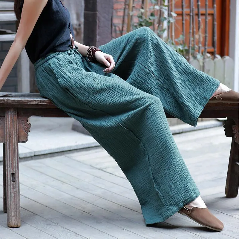 Brand Luxury Women Clothes High Waist Drawstring Casual Loose Trousers 2024 Spring Vintage Retro Elegant Wide Leg Pants Oversize