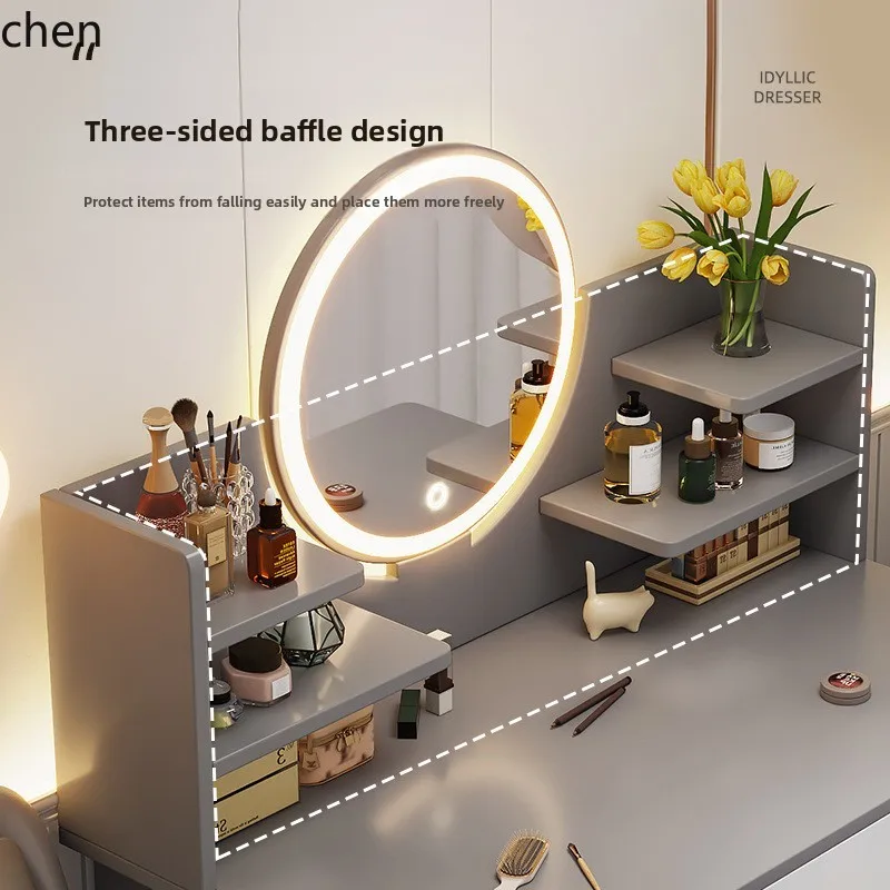 YFY  Dressing Table Bedroom Modern Simple Small Apartment Master Bedroom Desk Storage Cabinet Integrated Makeup Mirror Table