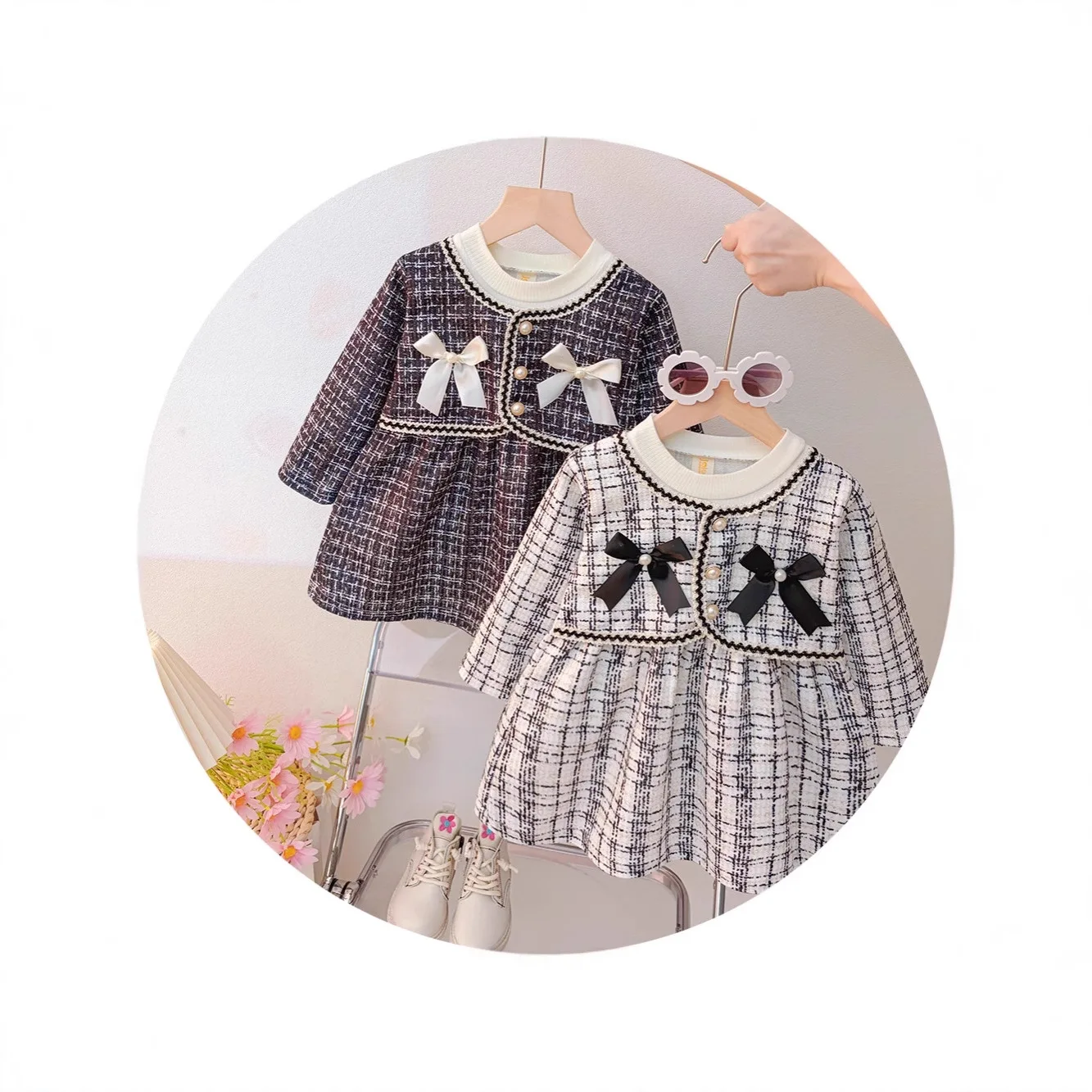 Girls' Pleated Skirt Set 2025 Children's Fashion Small Fragrance Style Top Coat Little Girl Princess Skirt