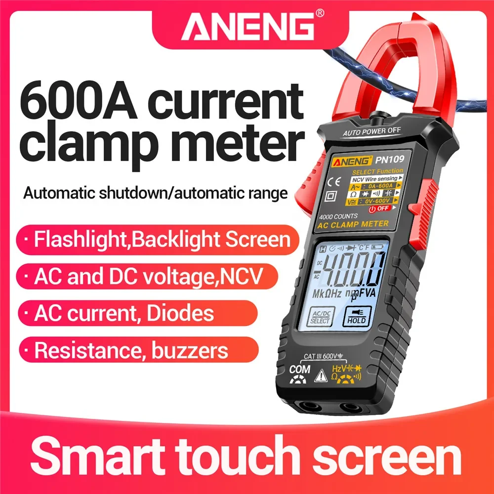 

ANENG PN109 Digital Multimeter Clamp Meter Tester 4000 Count High Precision Ohmmeter Voltmeter with Backlit Buzzer