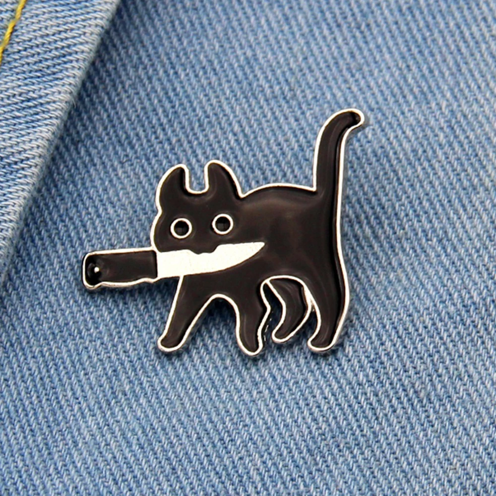 Catuni Cute Cat Enamel Pin Brooch Funny Animal Lanyard Lapel Coat Bag Badge Accessories Gift for Women Men Friends