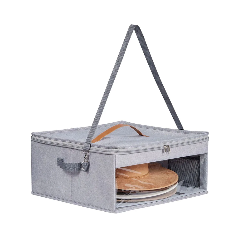 Cowboy Hat Carrying Case with Internal Mesh Pockets Stackable Crush Proof Hard Shell Design 42 x 42 x 20 cm Size