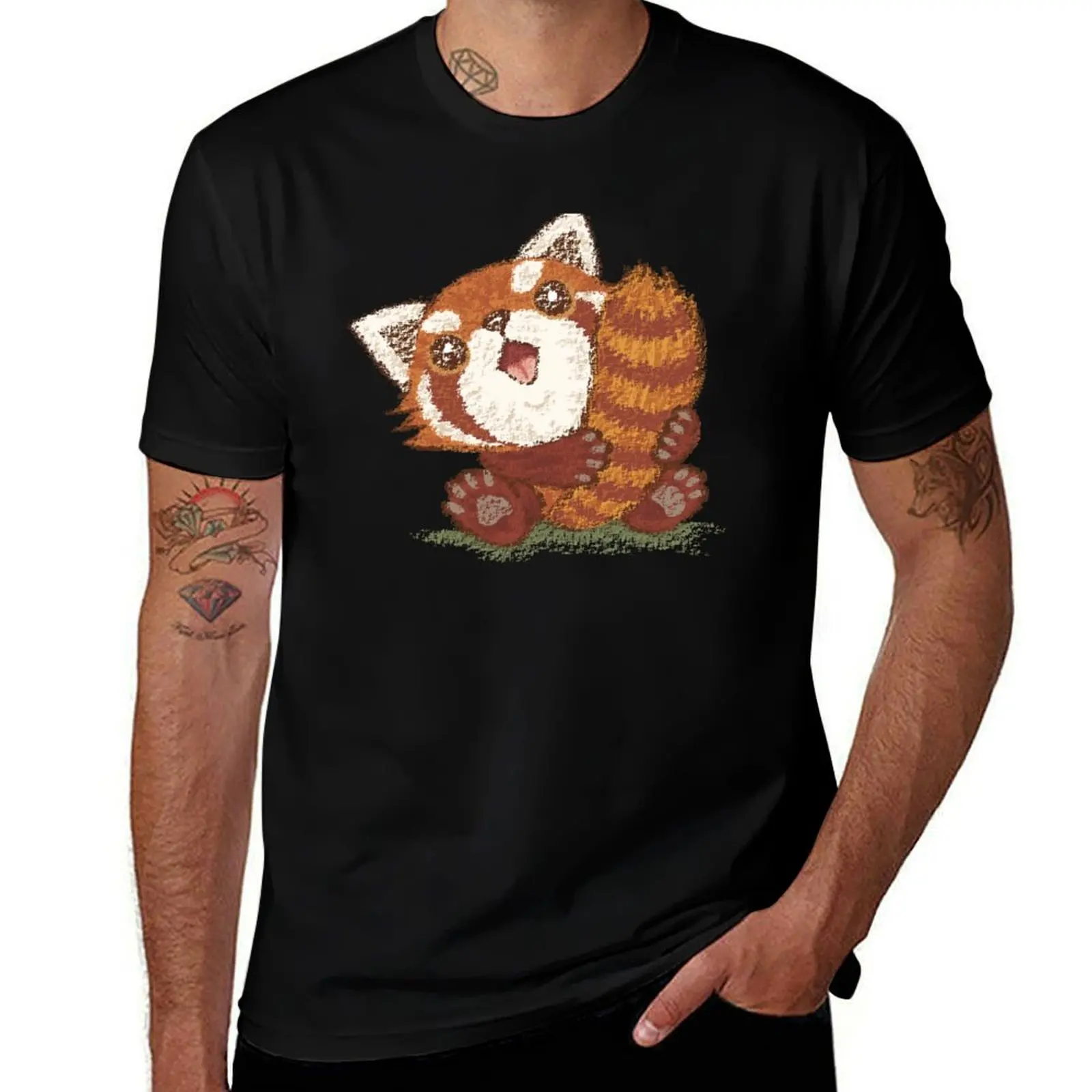 Red panda which holds a tail T-Shirt Lightweight Basic Short Sleeve Shirt T-Shirt