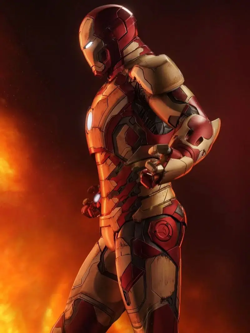 

New Product In Stock 1/4 Mk42 Marvel Iron Man Action Figure Statue In Red And Gold Color Scheme Super Cool With Luminous Effect