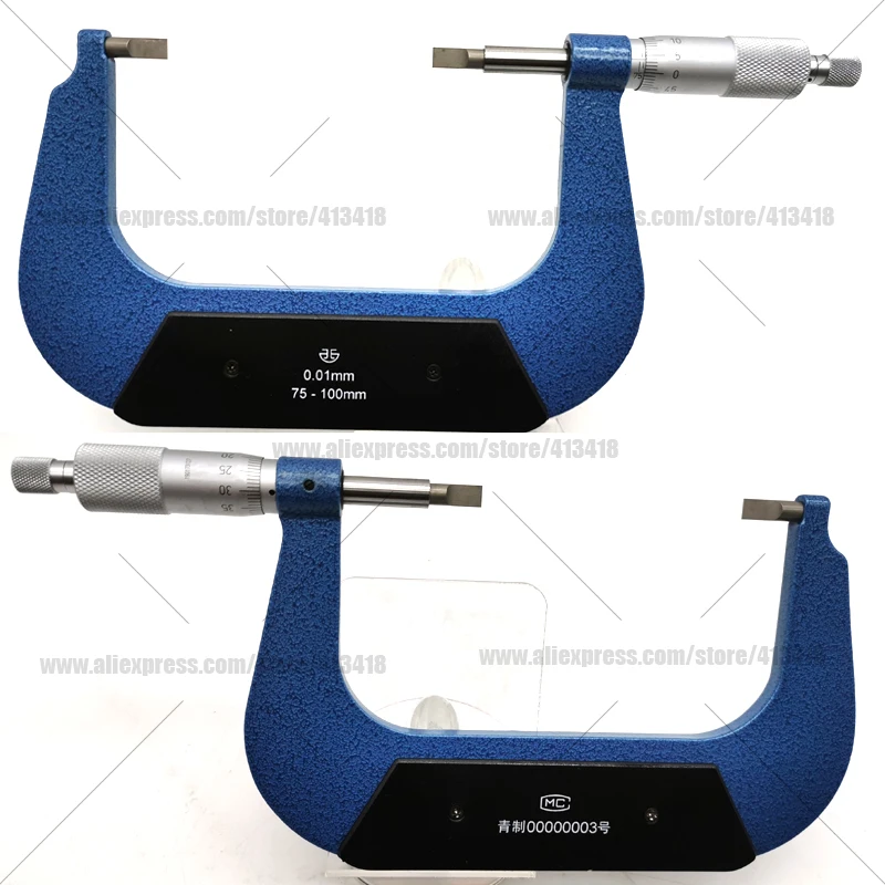 Xibei lâmina externa micrômetros lâmina 0.75mm 0-25 25-50 50-75 75-100mm 0.01mmfacas de medição de lâmina e eixo não rotativo