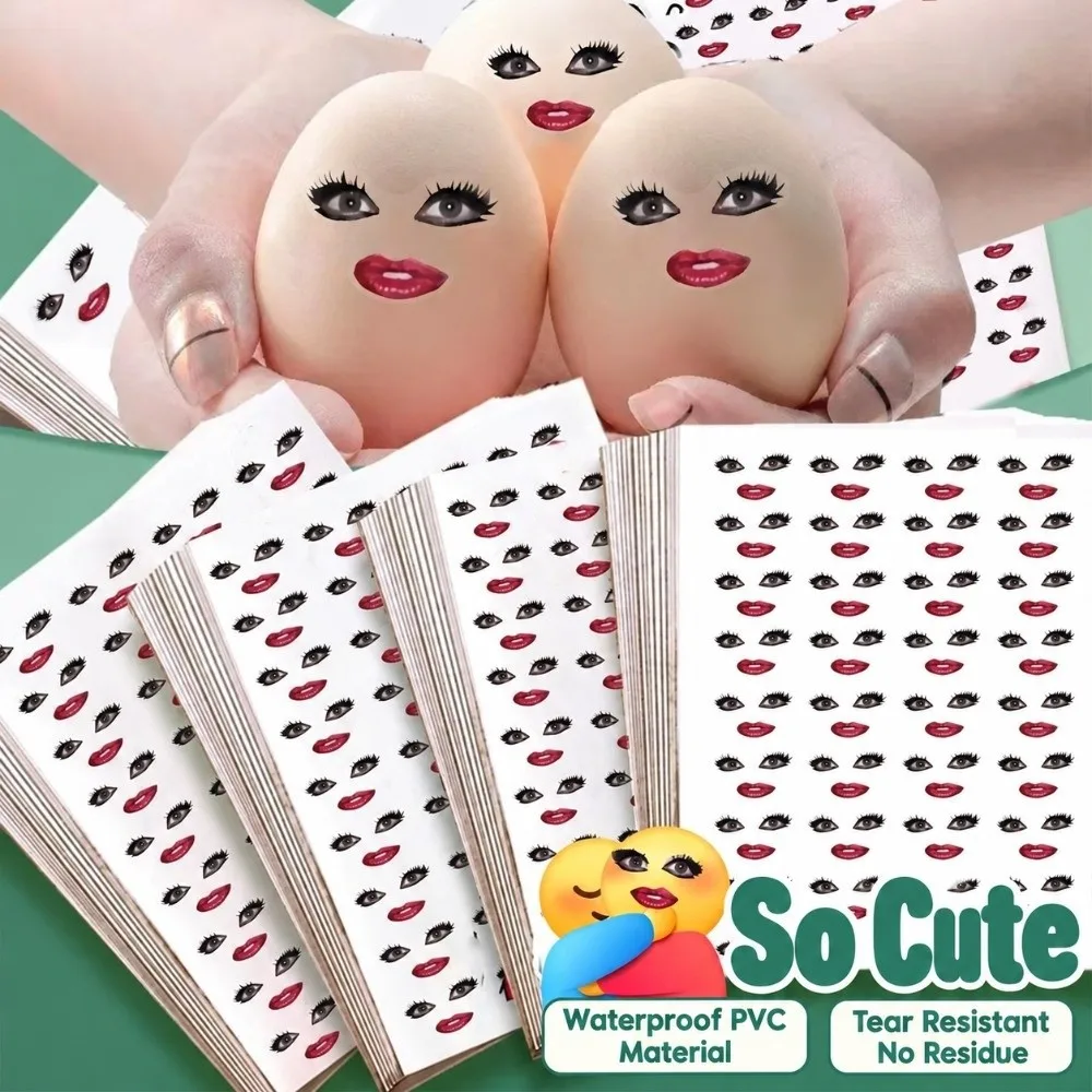 PVC Big-eyed Red-lipped Expression Sticker Self Adhesive Abstract Pattern Phone Decoration Sticker Waterproof