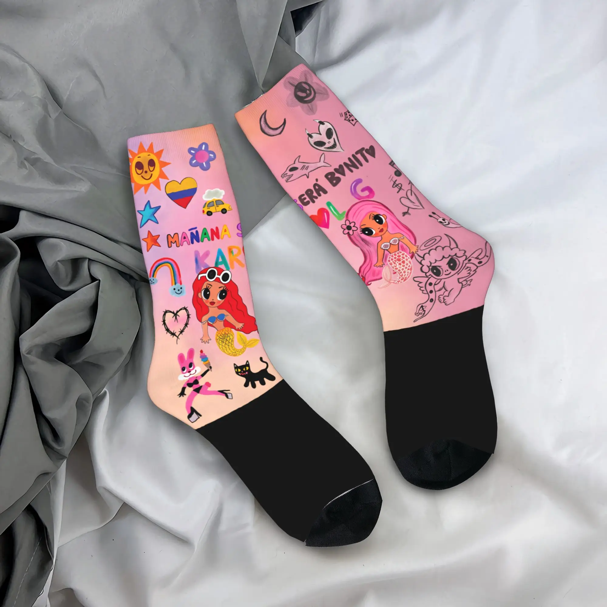 

Manana Sera Bonito Karol G Socks Casual Stockings Autumn Anti Sweat Men's Socks Quality Printed Climbing Socks