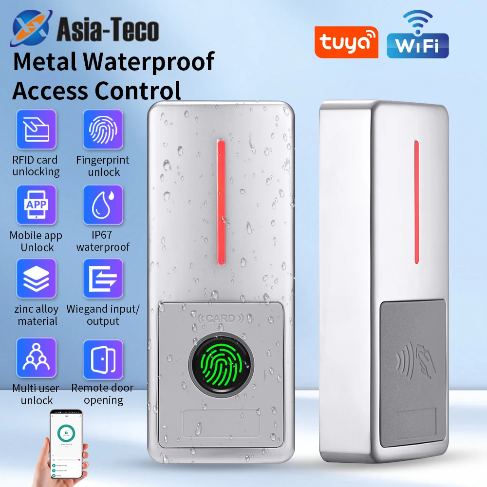 Tuya App Access Controll Zinc Alloy Keypad Backlight IP67 RFID Standalone Door Access Control System Support WG Input/Output
