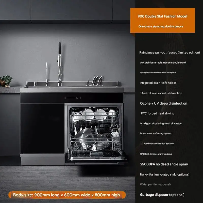 Integrated Sink Dishwasher Household Dishwasher Integrated Embedded Built-in Cabinet Type Multifunctional Drawer Automatic Intel