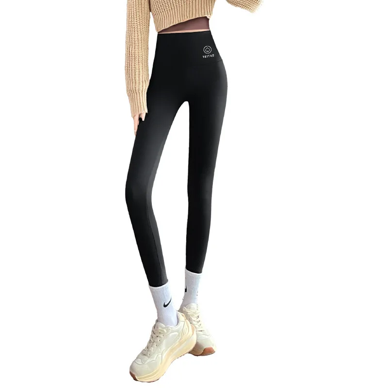 Calças de yoga forradas Thiened Fce femininas cintura alta calças compridas ajuste fino arca pele design outono inverno plus size