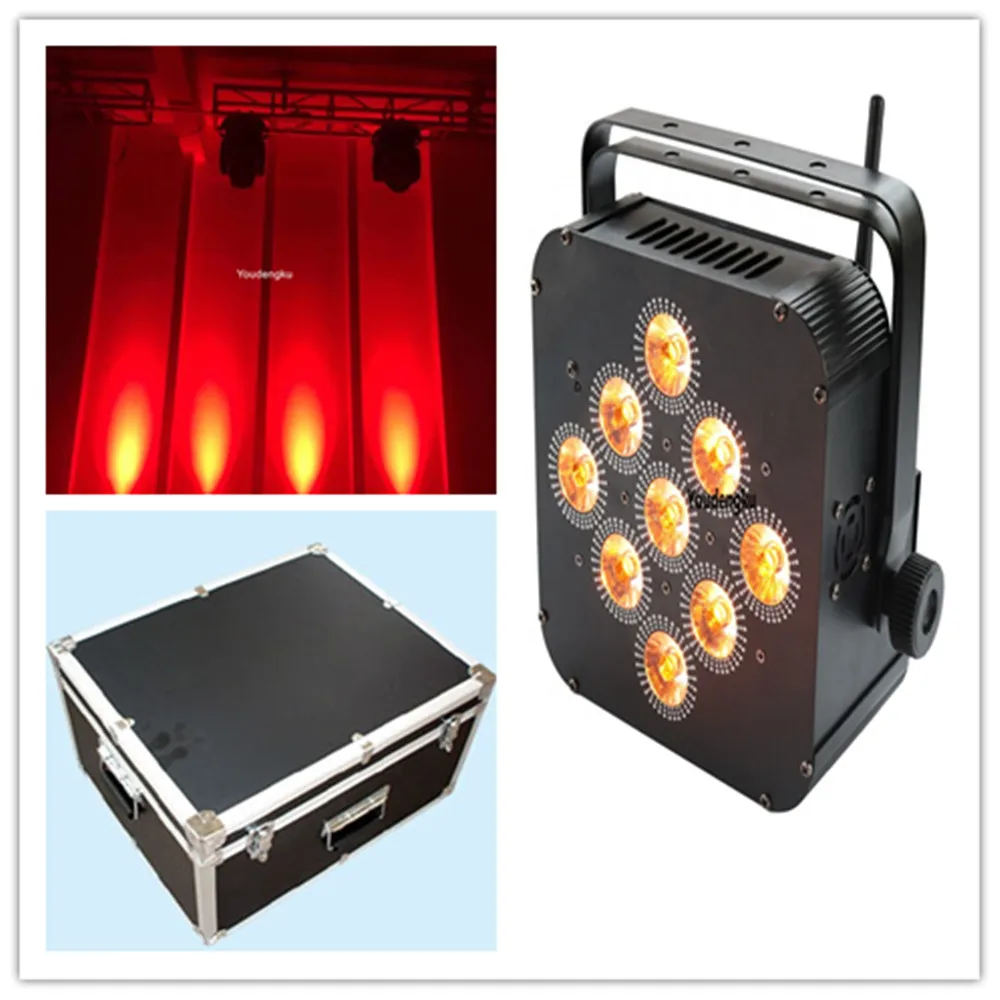 8 units with roadcase Remote control rgbw wireless led par light 9*10w rgbw 4in1 led par battery led up light par wedding