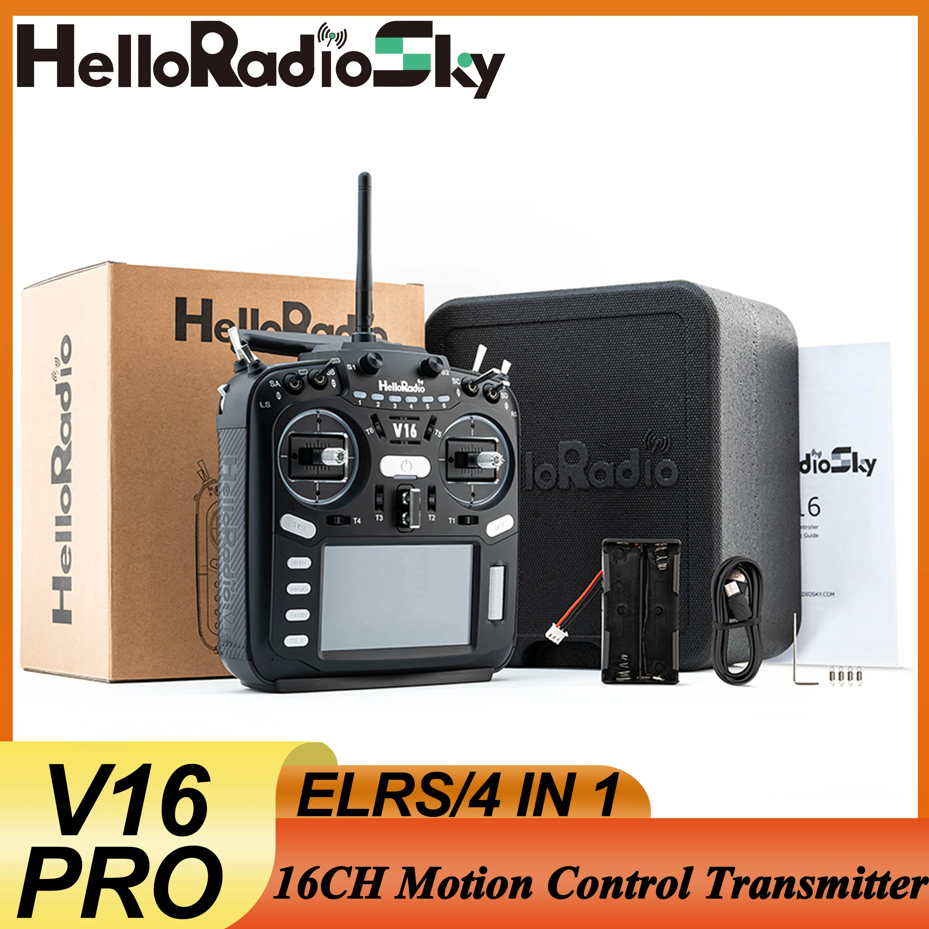 HelloRadio V16 PRO ELRS 4IN1 Transmitter High-frequency EDGTX Touch Screen Remote Control for Airplane FPV Racing Drone Aircraft