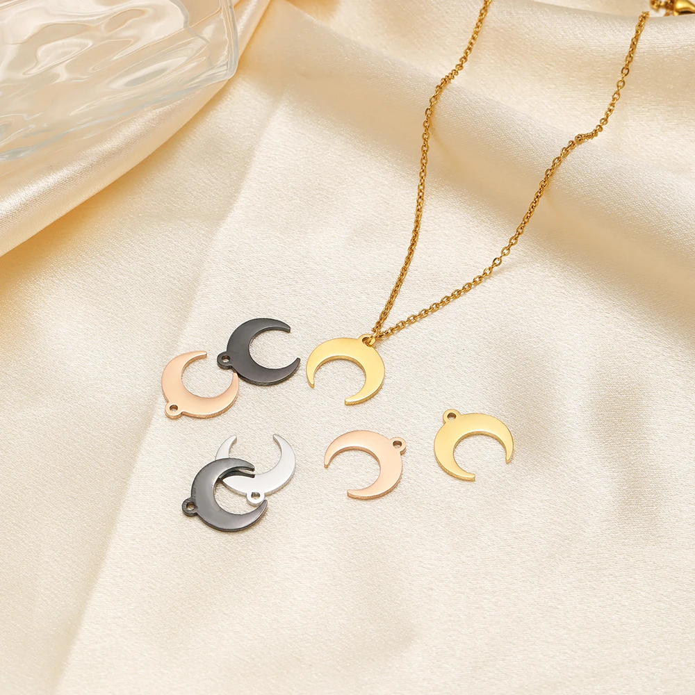 5 قطعة 18 كيلو الذهب فراغ مطلي الفولاذ المقاوم للصدأ القمر السحر للحرف اليدوية صنع المجوهرات عقد دي اي واي المعلقات أقراط المواد #6