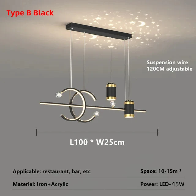 Minimalist Long Strip Pendant Lights Modern Dining Room LED Ceiling Chandelier Remote Control Bar Table Lustre Home Hanging Lamp image 3