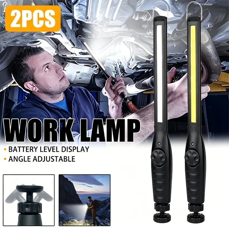 COB Magnetic Work Light 360° Rotatable USB Rechargeable LED Flashlight with Hook Design for Car Repair Camping Emergency