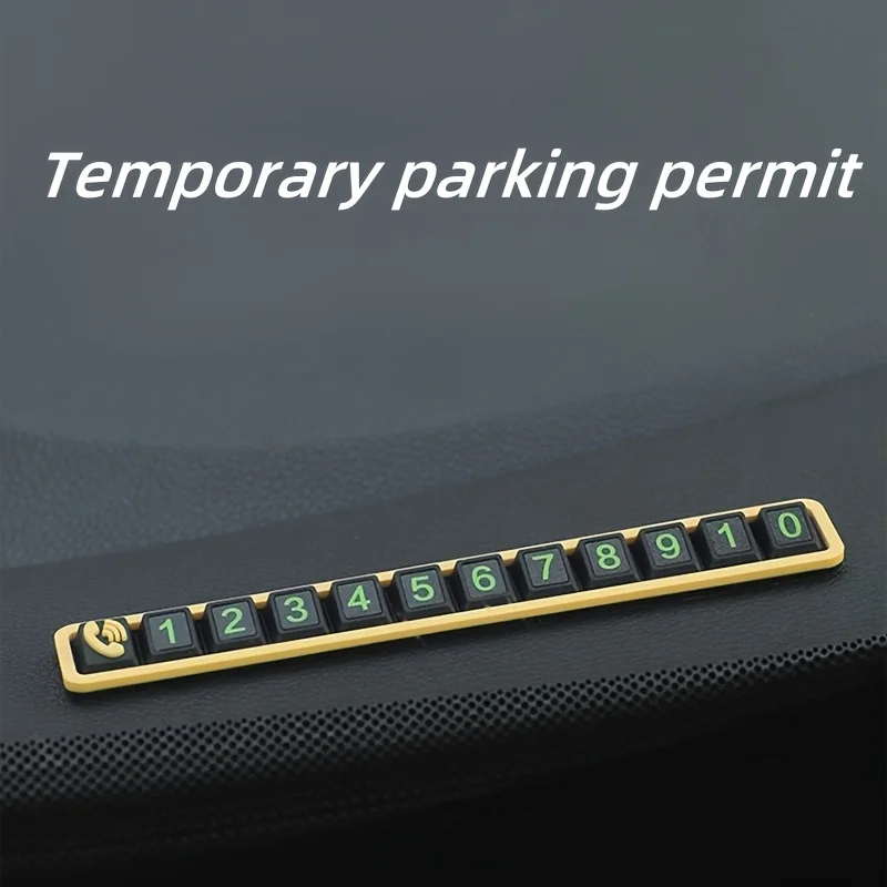 1PC Glow-In-The-Dark Temporary Parking Number Plate Car Accessory with 1 Sheet Digital Stickers Garage Car Additions Interior