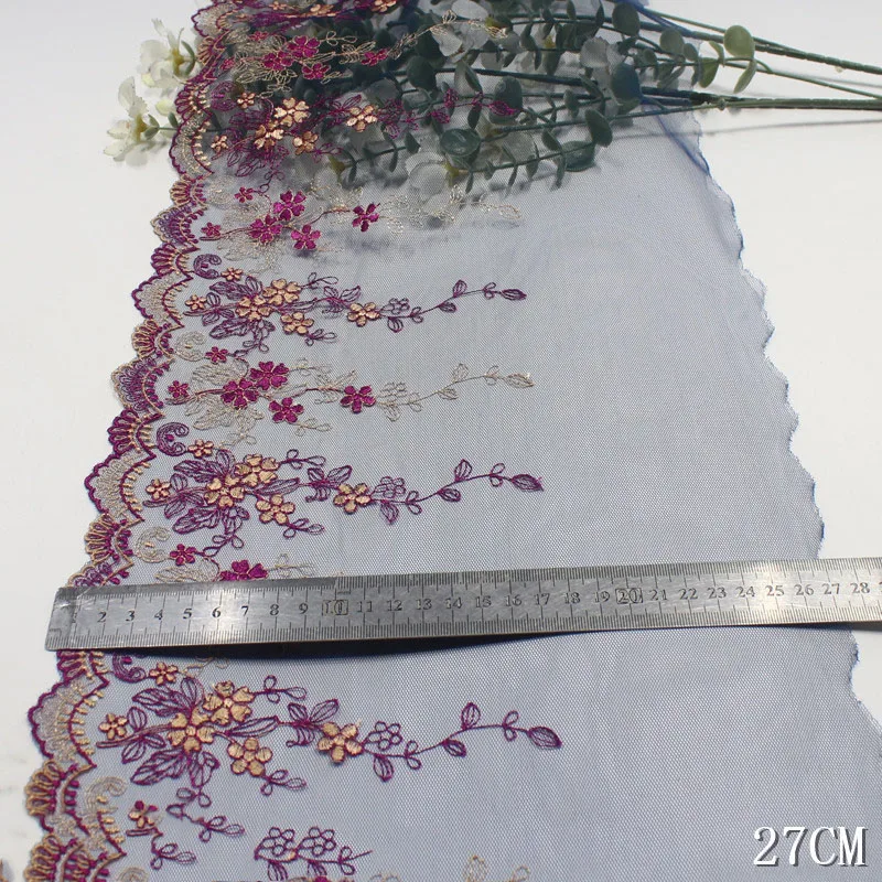 30yards Embroidery Lace Trim DIY Bra Sewing Accessories Tulle Mesh Net Embroidered Lace Fabric for Lingerie Needle Work Craft