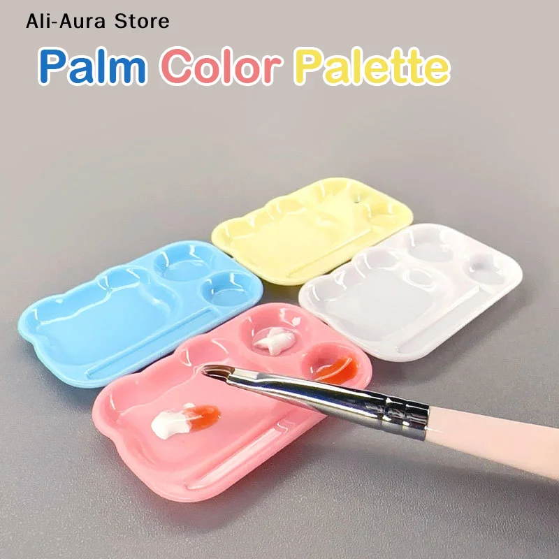 1 pièce Palette de couleurs pour nail art en plastique, plateau de mélange de couleurs pour vernis à ongles en gel avec support pour pinceaux, outil de peinture DIY