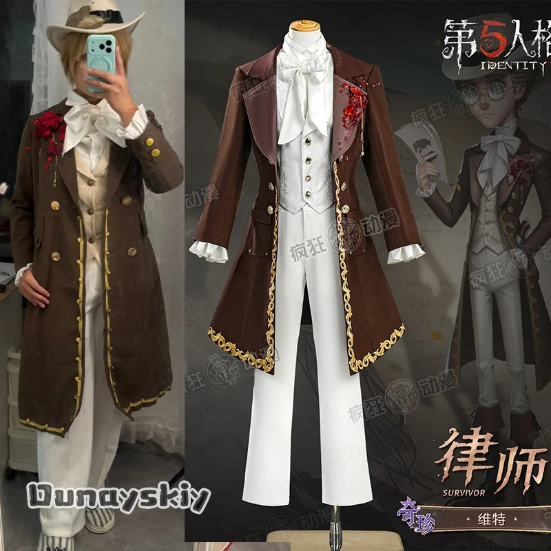 Costume de cosplay aBCnnC*Game Identity Ⅴ Freddy Riley Avocat, coupe-vent, costume médiéval vintage, costume de prince, déguisement d'Halloween