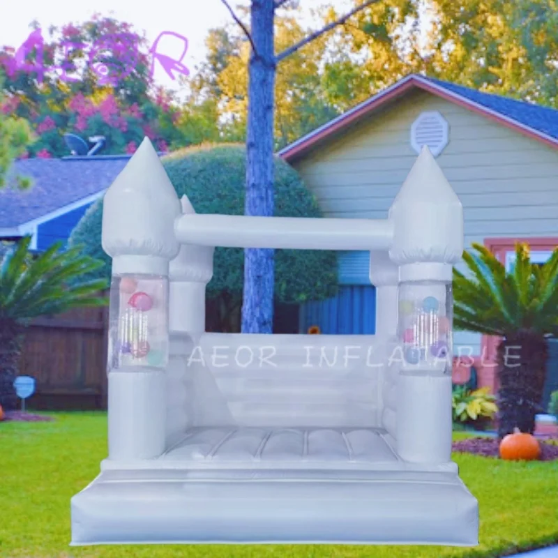Casa de salto comercial de 3x3m, mini casa de salto inflável, quintal, casa de salto branca com balões rotativos