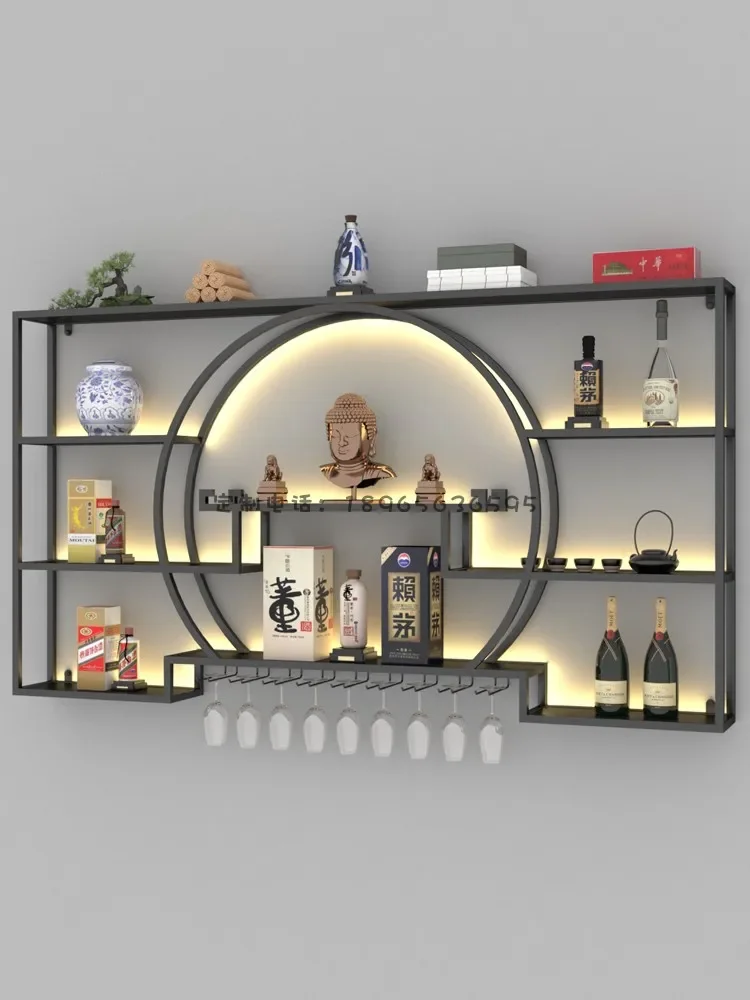 Wine cabinet Wine rack Wine bar counter Chinese living room against the wall