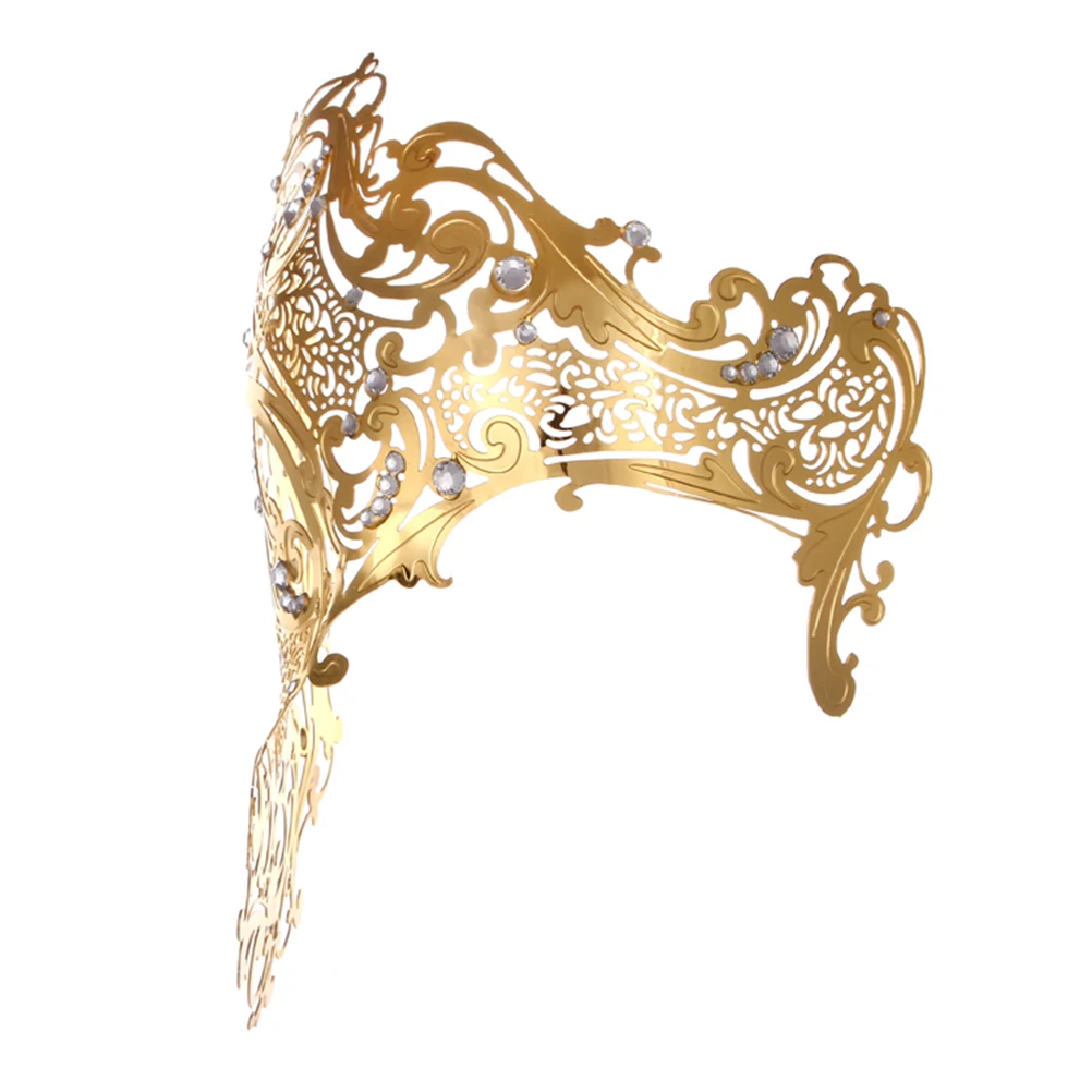 

Golden Metal Masquerade Mask Vintage Party Costume Face Mask For Halloween Venetian Banquet Elegant Hollow Design Durable